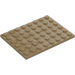 LEGO Mörk Gulbrun Platta 6 x 8 (3036)