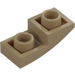 LEGO Mörk Gulbrun Backe 1 x 2 Böjd Omvänd (24201)