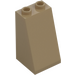 LEGO Beige scuro Pendenza 2 x 2 x 3 (75°) Bottoncini cavi, superficie ruvida (3684 / 30499)