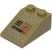 LEGO Dark Tan Slope 2 x 3 (25°) with Tread Plates, Grille, Red Triangle and &#039;STOMP Sticker with Rough Surface (3298)