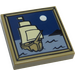 LEGO Dark Tan Tile 2 x 2 with Moon and Ship on Water with Groove (3068 / 97350)