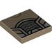 LEGO Dark Tan Tile 2 x 2 with Star lord nose with gray with Groove (3068 / 38577)