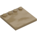 LEGO Mørk beige Tile 4 x 4 med Knotter på Kant (6179)