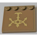 LEGO Dark Tan Tile 4 x 4 with Studs on Edge with Tan symbol Sticker (6179)
