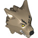 LEGO Donker zandbruin Wolf Hoofd met Geel Ogen en Cut Links Eyebrow (100192)