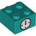 LEGO Dark Turquoise Brick 2 x 2 with Clock (3003 / 68936)