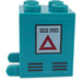 LEGO Dark Turquoise Container 2 x 2 x 2 with Red Triangle, Black Lines on Both Side Sticker with Recessed Studs (4345)
