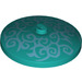 LEGO Donker turquoise Dish 4 x 4 met Sand Blauw Swirls Patroon (Massieve nop) (3960 / 36704)