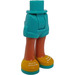 LEGO Mørk turkis Hofte med Rolled Opp Shorts med Gul shoes med turquoise soles med tykt hengsel (35556 / 35557)