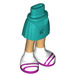 LEGO Dark Turquoise Minidoll Hip with Curved Skirt with White Socks and Magenta Sandals (Thin Hinge) (2241)