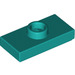 LEGO Dark Turquoise Plate 1 x 2 with 1 Stud (with Groove and Bottom Stud Holder) (15573 / 78823)