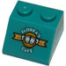 LEGO Donker Turquoise Helling 2 x 2 (45°) met &#039;FLOREA&#039;S CAFE&#039; en Cups Patroon Sticker (3039)