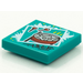 LEGO Dark Turquoise Tile 2 x 2 with BeatBit Album Cover - Red Steel Drum Pattern with Groove (3068)