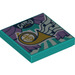 LEGO Dark Turquoise Tile 2 x 2 with Musical Notes and Trumpet with Groove (3068 / 72805)