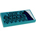 LEGO Dark Turquoise Tile 2 x 4 with Blanket with Dark Blue Sheet and Ninjago Logogram &#039;RELAX&#039; Sticker (87079)