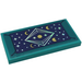 LEGO Dark Turquoise Tile 2 x 4 with Silver Dots, Stars and Moons Sticker (87079)