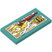 LEGO Dark Turquoise Tile 2 x 4 with Yeelzabub Shoes Advert Sticker (87079)