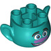 LEGO Donker turquoise Troll Hoofd met Branch Gezicht met Open Mond Smile (66280)