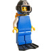 LEGO Diver met Blauw Helm, Zwart Frogman Vizier, Geel Airtank en Zwart Flippers Minifiguur