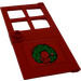 LEGO Deur 1 x 4 x 6 met 4 Panes en Stud Handvat met Christmas Wreath Sticker (60623)