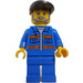 LEGO Driver met Blauw Jacket met Oranje Strepen en Zwart Pet en beard minifiguur