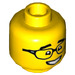 LEGO Dual Sided Male Head with Glasses and Wide Open Smile / Closed Eyes (Recessed Solid Stud) (3626 / 83829)