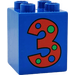 LEGO Duplo Blauw Steen 2 x 2 x 2 met &quot;3&quot; (31110)