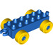 LEGO Duplo Blue Car Chassis 2 x 6 with Yellow Wheels (Modern Open Hitch) (10715 / 14639)