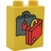 LEGO Duplo Steen 1 x 2 x 2 met 1 Grijs en 1 Rood Koffer zonder buis aan de onderzijde (4066)