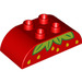 LEGO Duplo Brick 2 x 4 with Curved Sides with yellow seeds and green leaves (top of strawberry) (73345 / 98223)