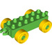 LEGO Duplo Bright Green Car Chassis 2 x 6 with Yellow Wheels (Modern Open Hitch) (10715 / 14639)
