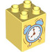 LEGO Duplo Helder Lichtgeel Duplo Steen 2 x 2 x 2 met Alarm Clock (31110 / 105429)
