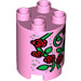 LEGO Duplo Fel roze Ronde Steen 2 x 2 x 2 met Rood Roses en Vines (16584 / 98225)
