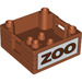 Duplo Dark Orange Box with Handle 4 x 4 x 1.5 with &#039;Zoo&#039; crate (47423 / 56437)