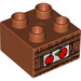 LEGO Duplo Dark Orange Duplo Brick 2 x 2 with Wood Box and Two Apples (47718 / 53484)