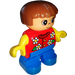 LEGO Duplo Girl with blue legs and red torso with flowers Duplo Figure