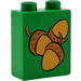 LEGO Duplo Groen Steen 1 x 2 x 2 met Acorns zonder buis aan de onderzijde (4066)