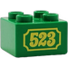 LEGO Duplo Groen Steen 2 x 2 met &quot;523&quot; (3437)
