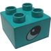 Duplo Light Turquoise Brick 2 x 2 with Eye (3437 / 45166)