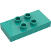 LEGO Duplo Licht Turquoise Tegel 2 x 4 x 0.33 met 4 Midden Studs (Dik) (6413)