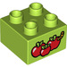 LEGO Duplo Limette Backstein 2 x 2 mit Drei Apples und Worm (3437 / 15965)