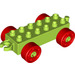 LEGO Duplo Limette Auto Chassis 2 x 6 mit rot Räder (Moderne offene Anhängerkupplung) (14639 / 74656)