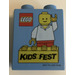 LEGO Duplo Medium blauw Steen 1 x 2 x 2 met 2011 Kids Fest Steen zonder buis aan de onderzijde (4066)