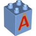LEGO Duplo Medium Blue Duplo Brick 2 x 2 x 2 with Red &#039;Å&#039; (31110 / 93714)