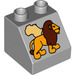 LEGO Duplo Medium Steengrijs Helling 2 x 2 x 1.5 (45°) met Lion en Africa (6474 / 54591)