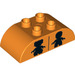 LEGO Duplo Oranje Steen 2 x 4 met Gebogen Sides met Female Child en Male Child Silhouettes (33337 / 98223)