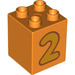 LEGO Duplo Orange Brique 2 x 2 x 2 avec Number 2 (31110 / 77919)