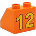 LEGO Duplo Oranje Helling 2 x 2 x 1.5 (45°) met &quot;12&quot; (6474)