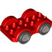 LEGO Duplo rot Auto mit Schwarz Räder und Silber Hubcaps (11970 / 35026)