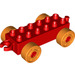 LEGO Duplo Rood Chassis 2 x 6 met Oranje Wielen (2312 / 14639)